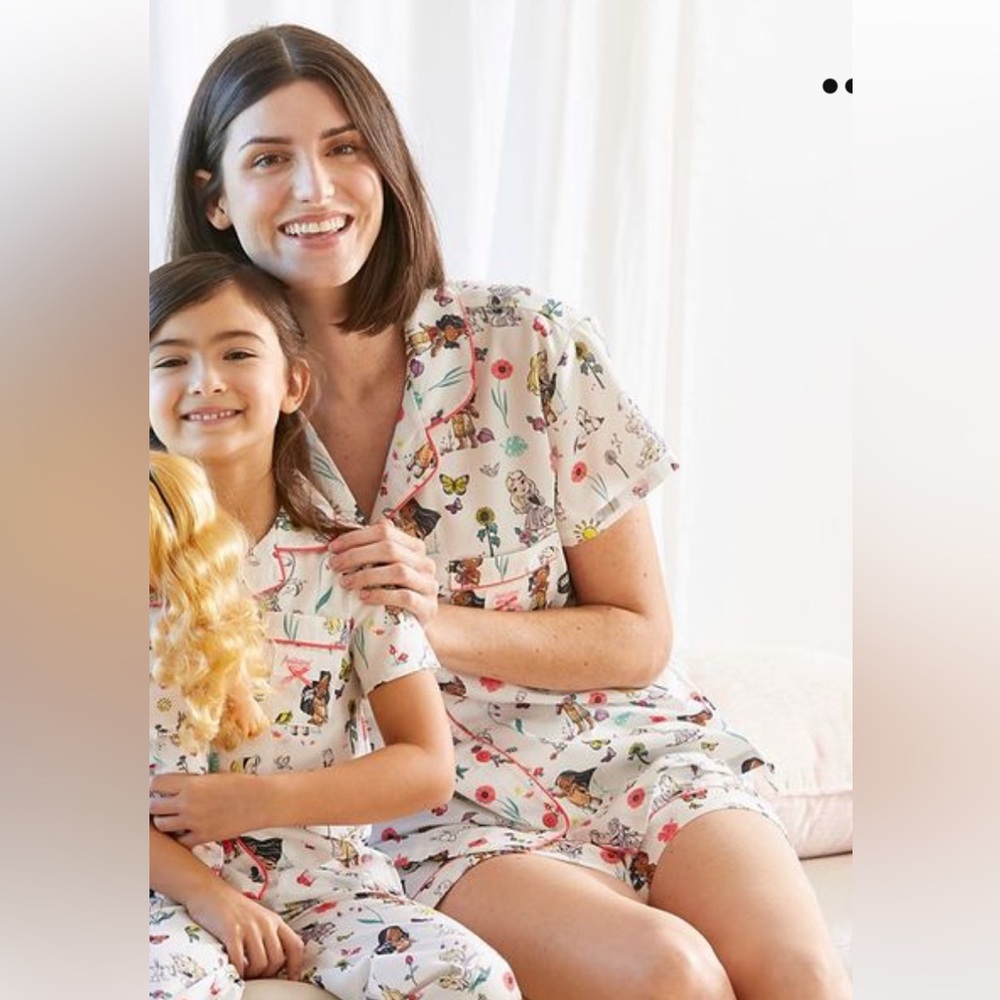 Disney Women's White Pajama Set with Colorful Prints